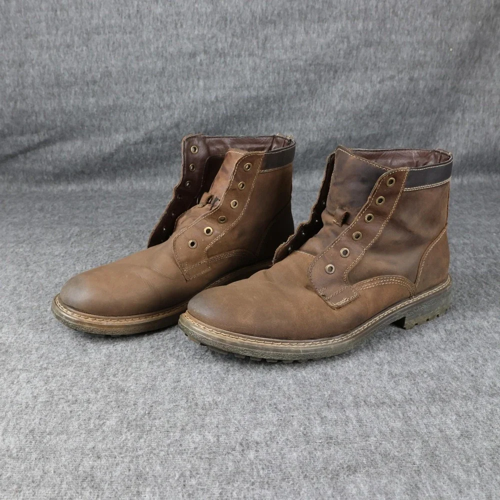 Magellan Boots Mens Size 12 Brown Leather Ankle Work Combat Slip Resistant